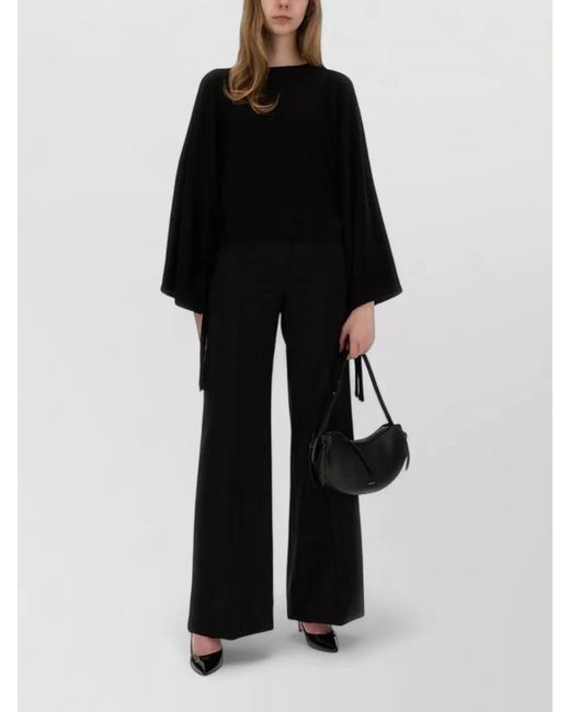 Max Mara Black Mesh Cropped Knitwear Top Wide Sleeves