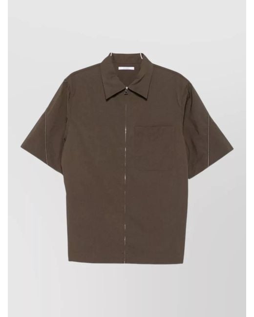 Givenchy Brown Short Sleeve Collared Silk Nylon Shirt for men