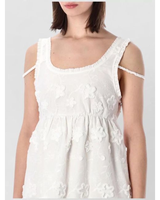 THE GARMENT White Floral Bra Dress Open Back Ruffle Trim