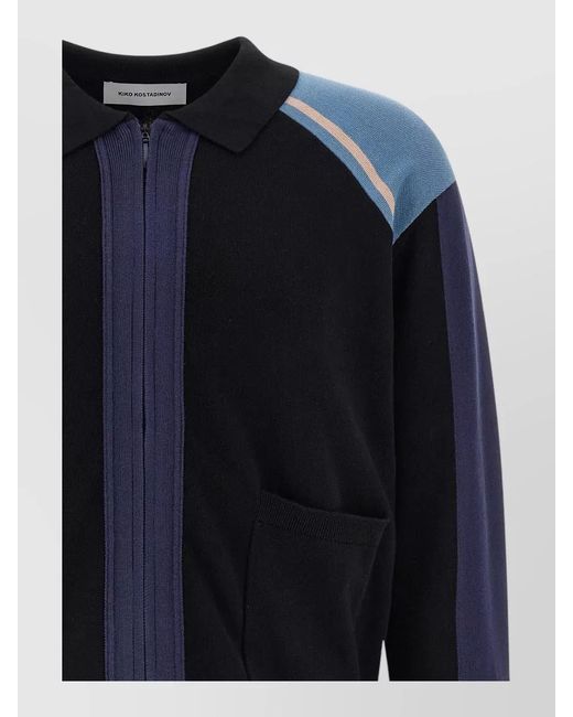 Kiko Kostadinov Blue Cotton Zip-Up Cardigan for men