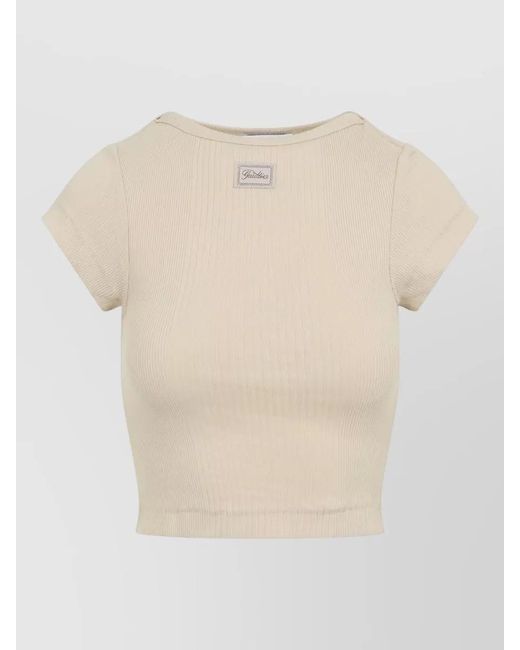 Jean Paul Gaultier Natural Ribbed Cropped Short-Sleeve T-Shirt