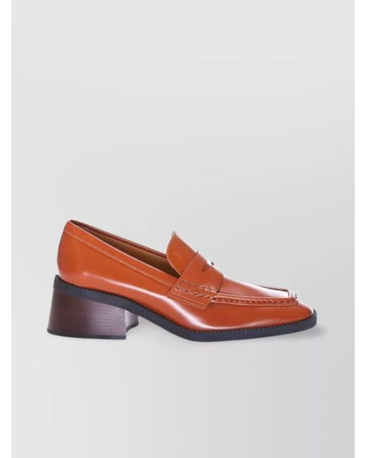 Tod's Red Leather Loafers