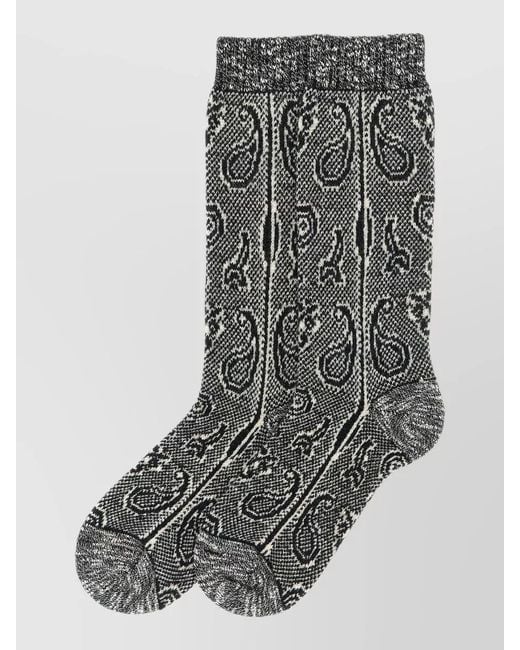 Dries Van Noten Gray Paisley Jacquard Knit Ankle Socks