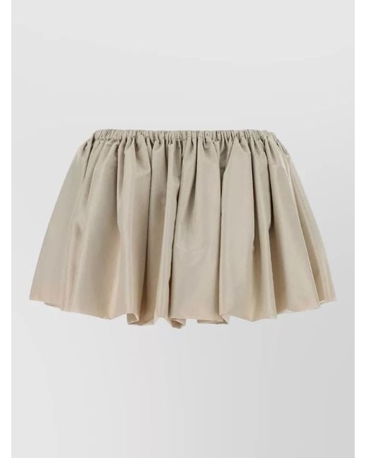 Miu Miu Natural Jacquard Pleated Mini Skirt Casual Style