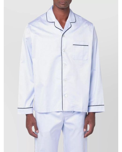 Tekla White Cotton Pyjama Shirt for men