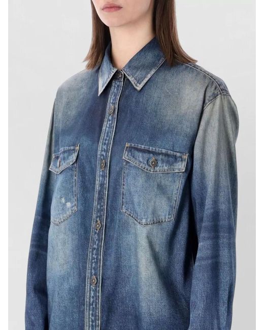 Golden Goose Deluxe Brand Blue Oversized Printed Shirt
