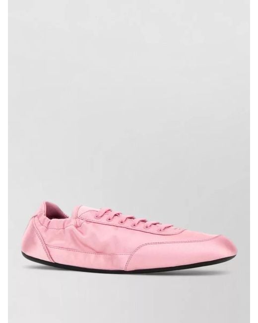 Prada Pink Satin Collapse Low Profile Sneakers Rubber
