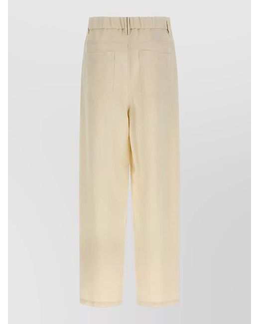 Brunello Cucinelli Natural Belted Cropped Trousers