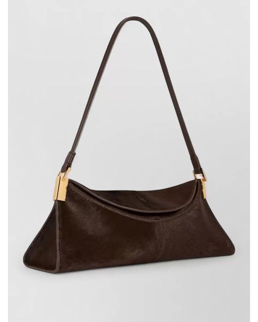 Balmain Brown Small Pony Leather Clutch Bag