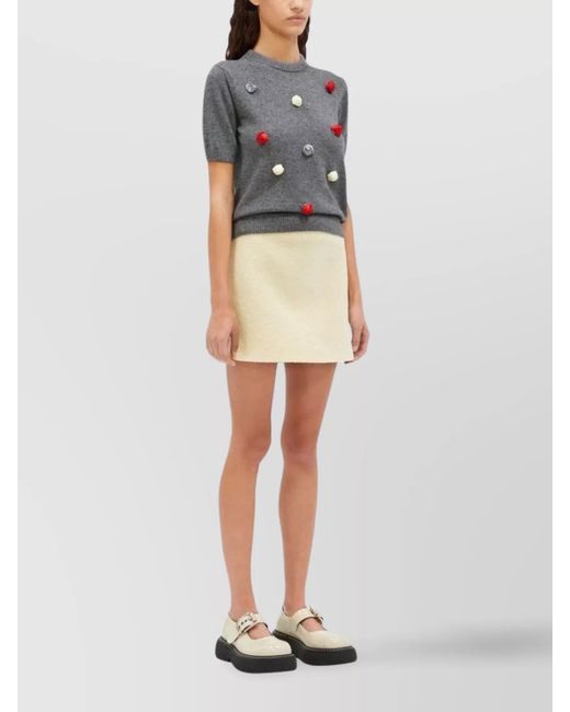 MSGM Natural Virgin Wool A-Line Skirt
