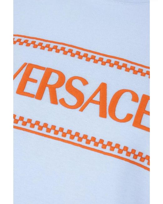 Versace Blue Ribbed Cotton T-Shirt for men