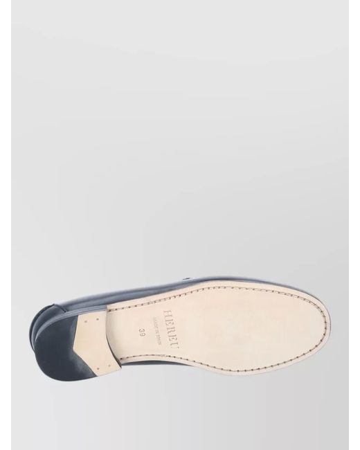 Hereu Gray Loafers Cut Out Design Round Toe Stitching