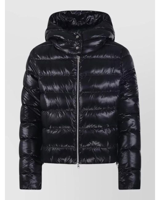 Herno Black Hooded Quilted Padded Jacket Long Sleeves