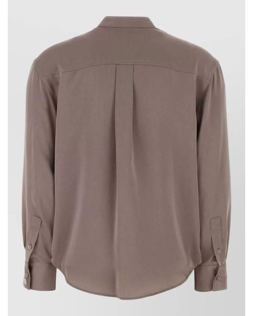 Calvin Klein Brown Satin Shirt Long Sleeves Mandarin Collar for men