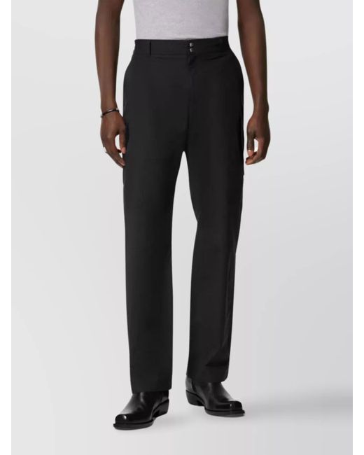 Versace Black Cotton Mid-Rise Straight-Leg Embroidered Trousers for men