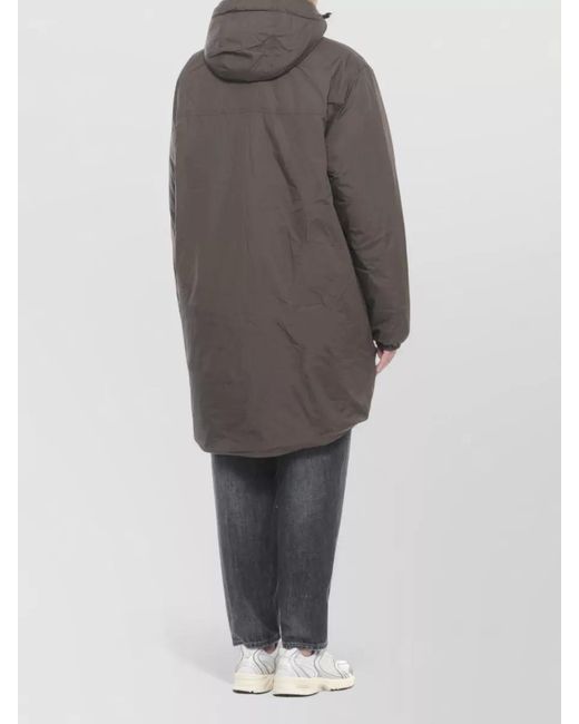 K-Way Green Hooded Down Jacket Elastic Cuffs Pockets