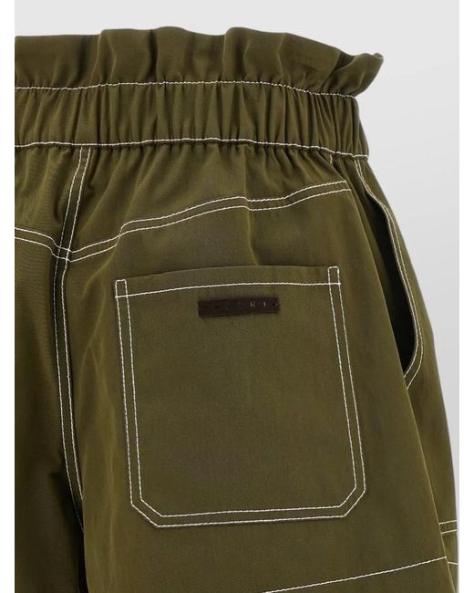 Marni Green Cotton Gabardine Tailored Shorts