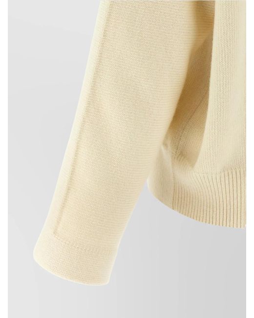 Jil Sander Natural Wool Cashmere High Neck Long Sleeve Jumper