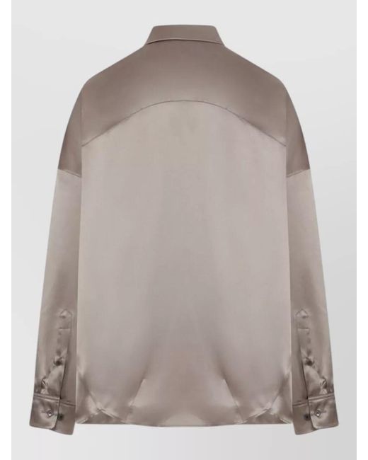 Dries Van Noten Brown Satin-Effect Silk Shirt