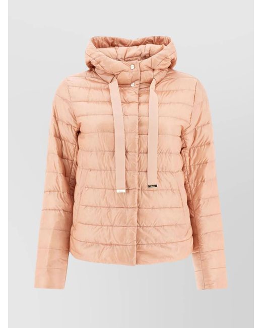 Herno Pink Quilted Hooded Jackets Adjustable Drawstrings