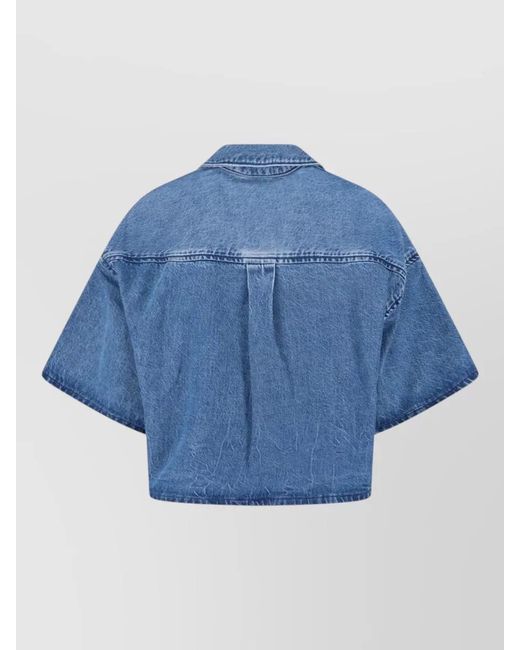 Alexander Wang Blue Cropped Denim Shirt
