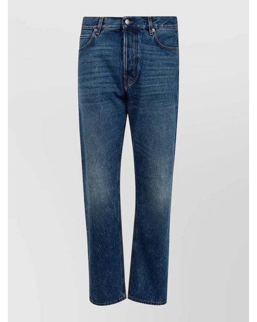 Haikure Blue Blake Denim Jeans Straight Five Pocket Belt Loops for men