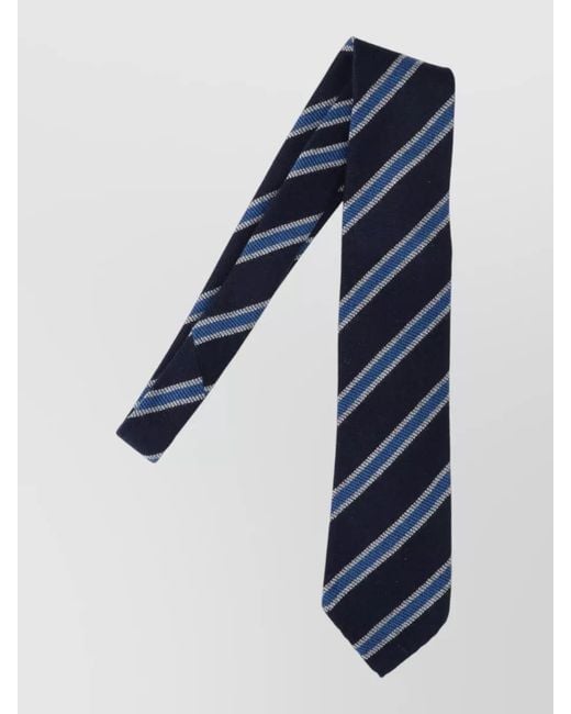 Cesare Attolini Blue Narrow Striped Tie Slim Shape Design for men