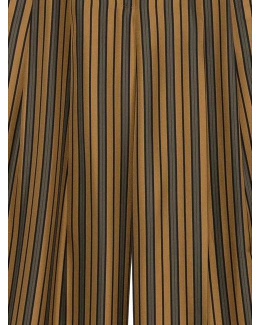 Alberto Biani Green Striped Wide-Leg Trousers