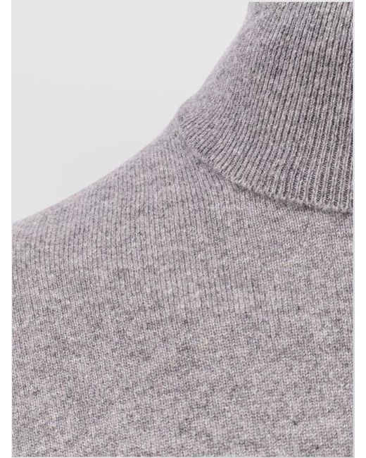 Brunello Cucinelli Gray Cashmere Ribbed Turtleneck Sweater for men