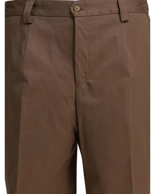 Briglia 1949 Brown Tailored Trousers Belt Loops Pleats Back Pocket for men