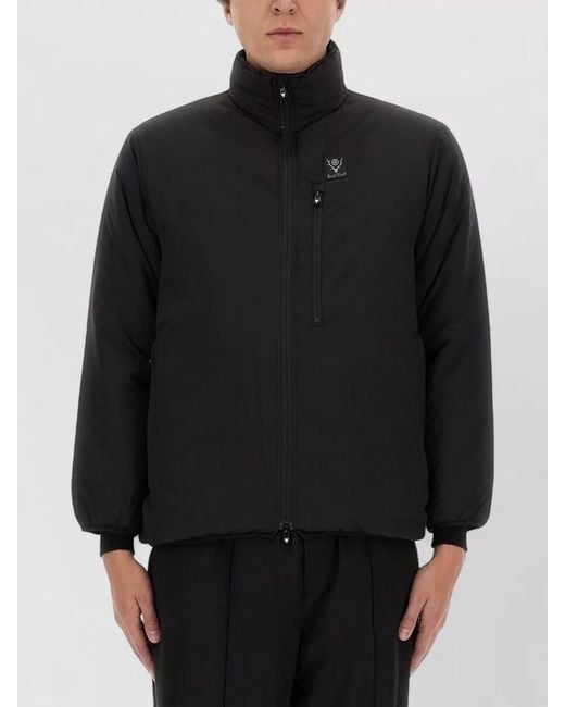 South2 West8 Black Logo Jacket High Collar Chest Pocket for men