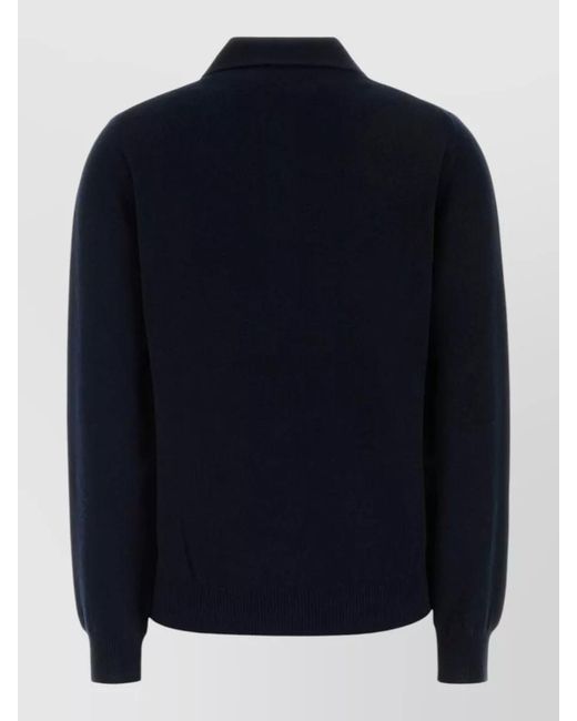 Blazé Milano Blue Wool Blend Highland Knit Polo Shirt