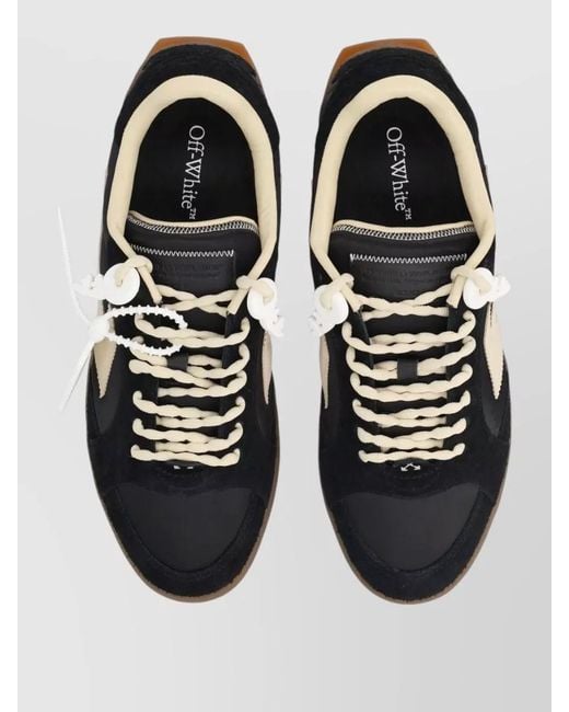 Off-White c/o Virgil Abloh Black Low Top Lace Up Shoes Contrast Stitching for men