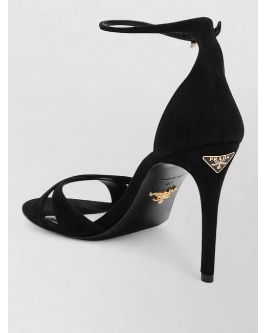 Prada Black Open Toe Suede Stiletto Heel Pumps