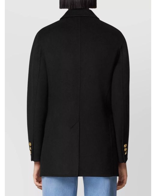 Versace Black Cashmere Wool Double-Breasted Coat