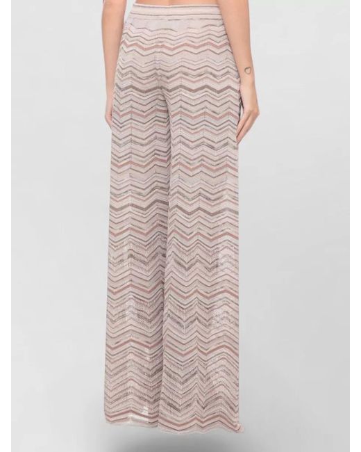 D.exterior Multicolor High Waist Chevron Lurex Sheer Wide Pants