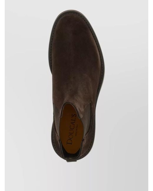 Doucal's Black Leather Ankle Boots for men