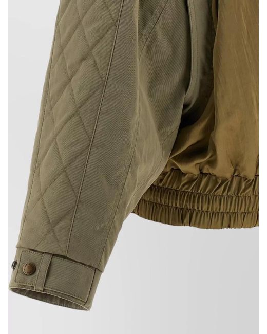 Balmain Green Quilted Utility Bomber Jacket