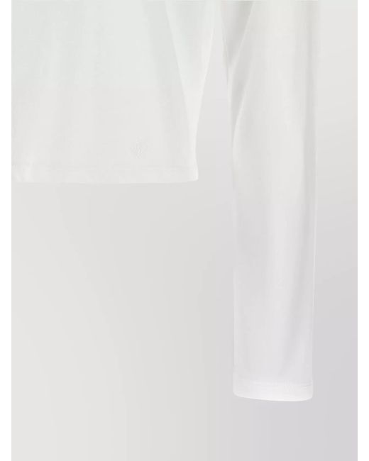 Loulou de Saison White Supima Cotton Cropped Long-Sleeve T-Shirt