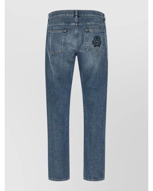 Dolce & Gabbana Blue Embroidered Straight-Leg Jeans for men