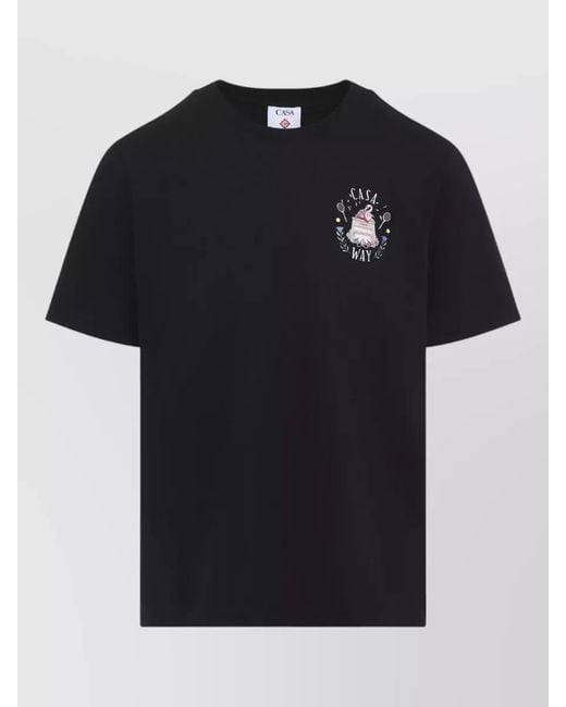 Casablanca Black Casa Way Tennis Graphic Cotton T Shirt for men