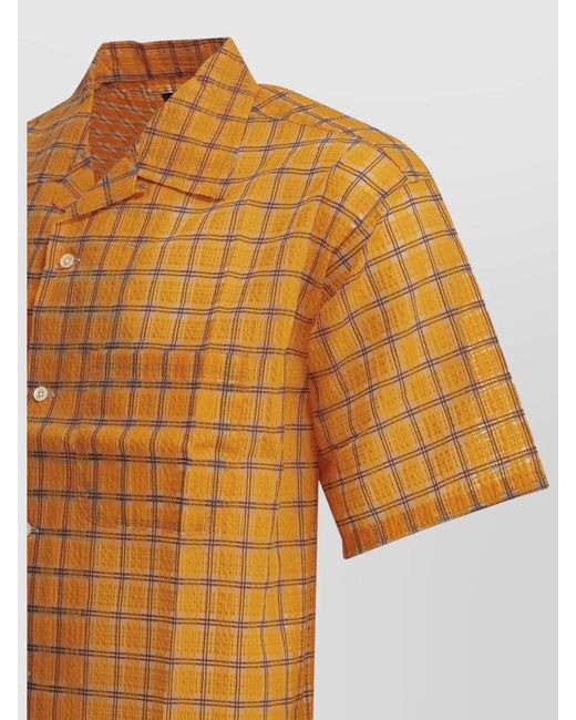 Beams Plus Yellow Plaid Short-Sleeve Shirt for men