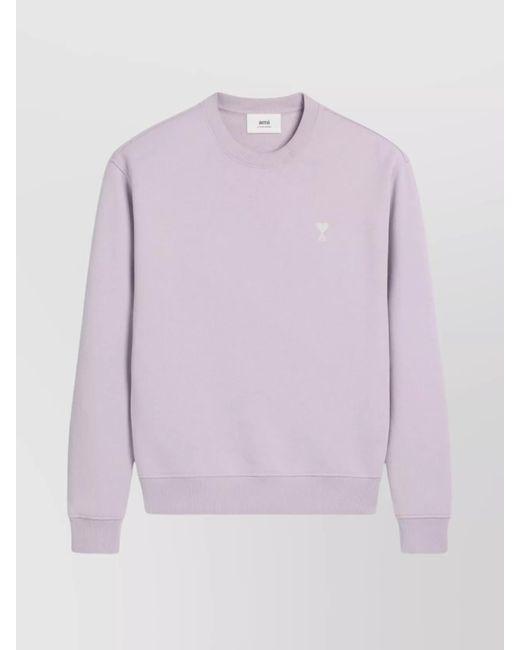 AMI Purple Crew Neck Cotton Sweatshirt for men