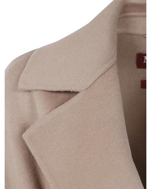 Max Mara Natural Mst Cles Long Belted Coat Lapel