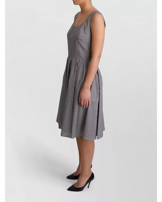 Dolce & Gabbana Gray Cotton Geometric Knee-Length Dress