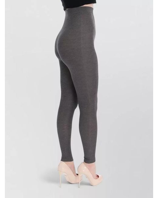Dolce & Gabbana Gray Cashmere Ribbed Leggings