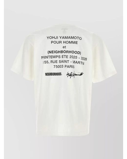 Yohji Yamamoto White Neighborhood Cotton T Shirt Graphic Crewneck for men