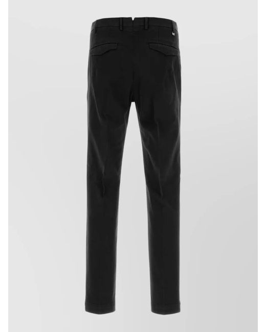 PT Torino Black Stretch Cotton Slim Fit Belt Loop Pants for men