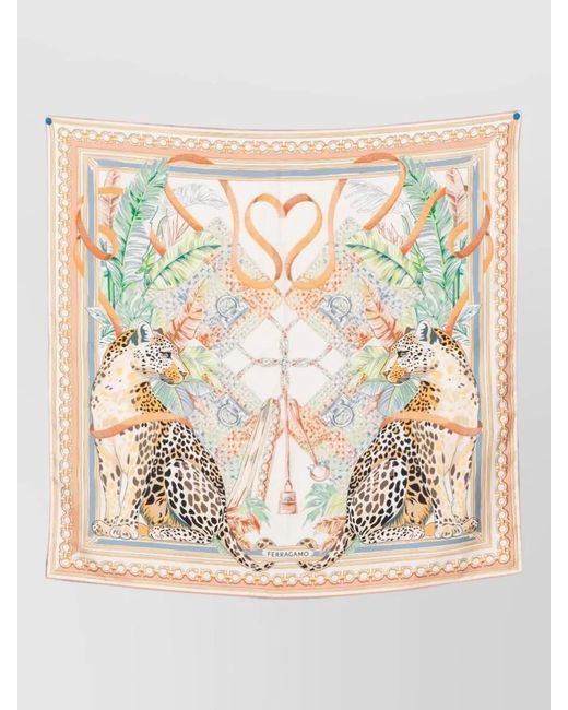Ferragamo Multicolor Silk Printed Scarf
