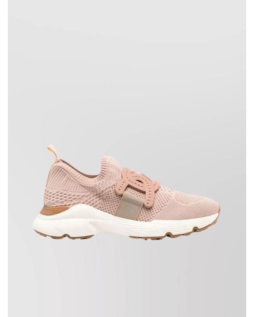 Tod's Pink Rubber Outsole Slip-On Sneakers